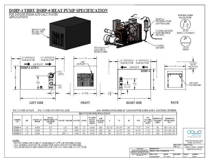 DSHP-4 - DSHP-6 Heat Pump Specs